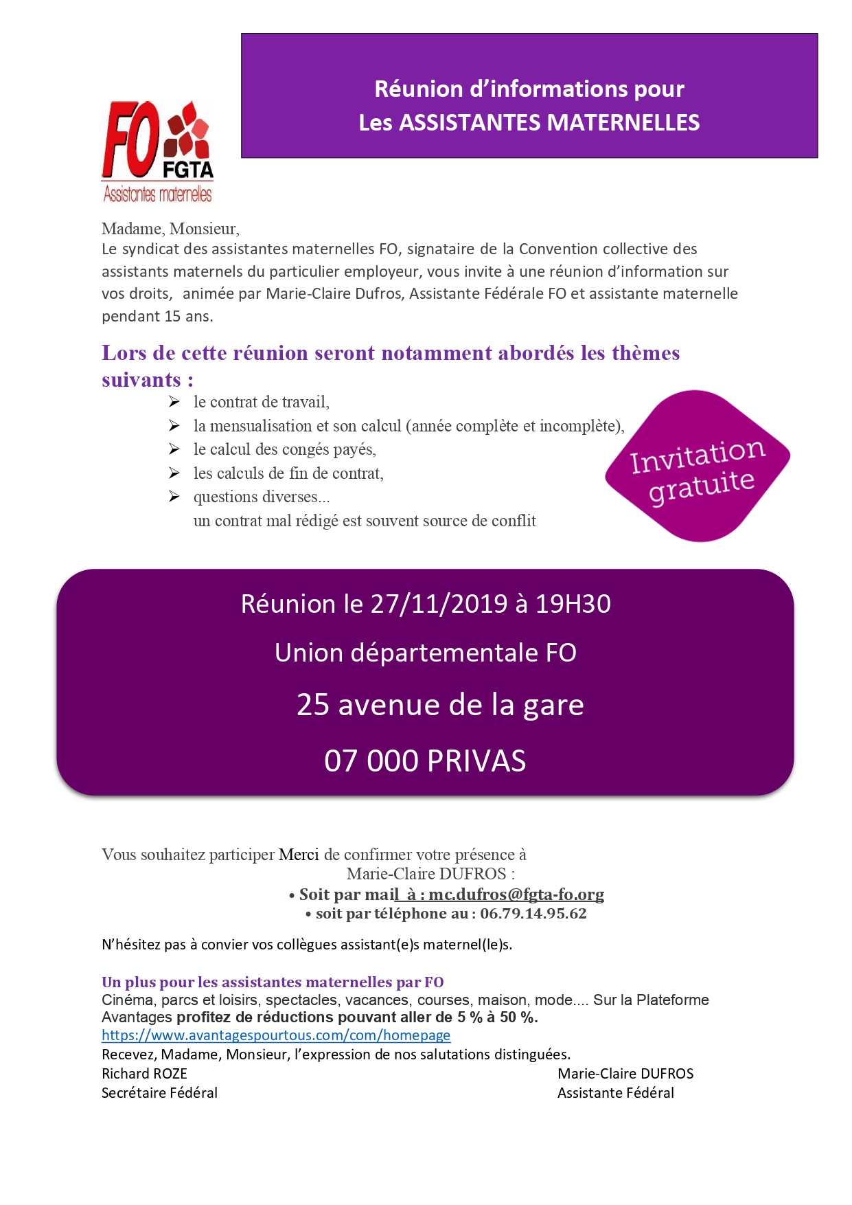 Réunion Dinformation Des Assistantes Maternelles à Privas